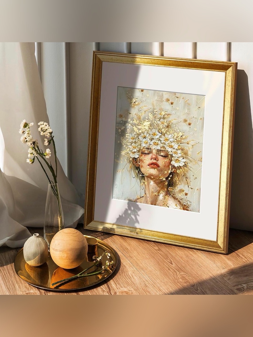 TWING 11x14 Vintage Gold Picture Frame 8x10 Mat Rustic Home Decor - Picture 6 of 7